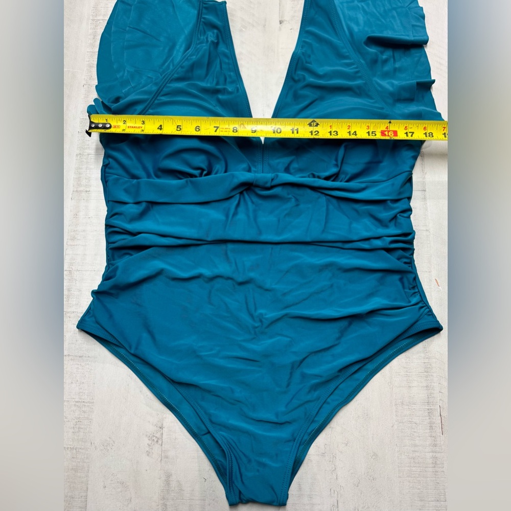 Plus Size Tummy Control Swimsuit Full Coverage Retro Ruffle Swimwear 3XL - Picture 5 of 6